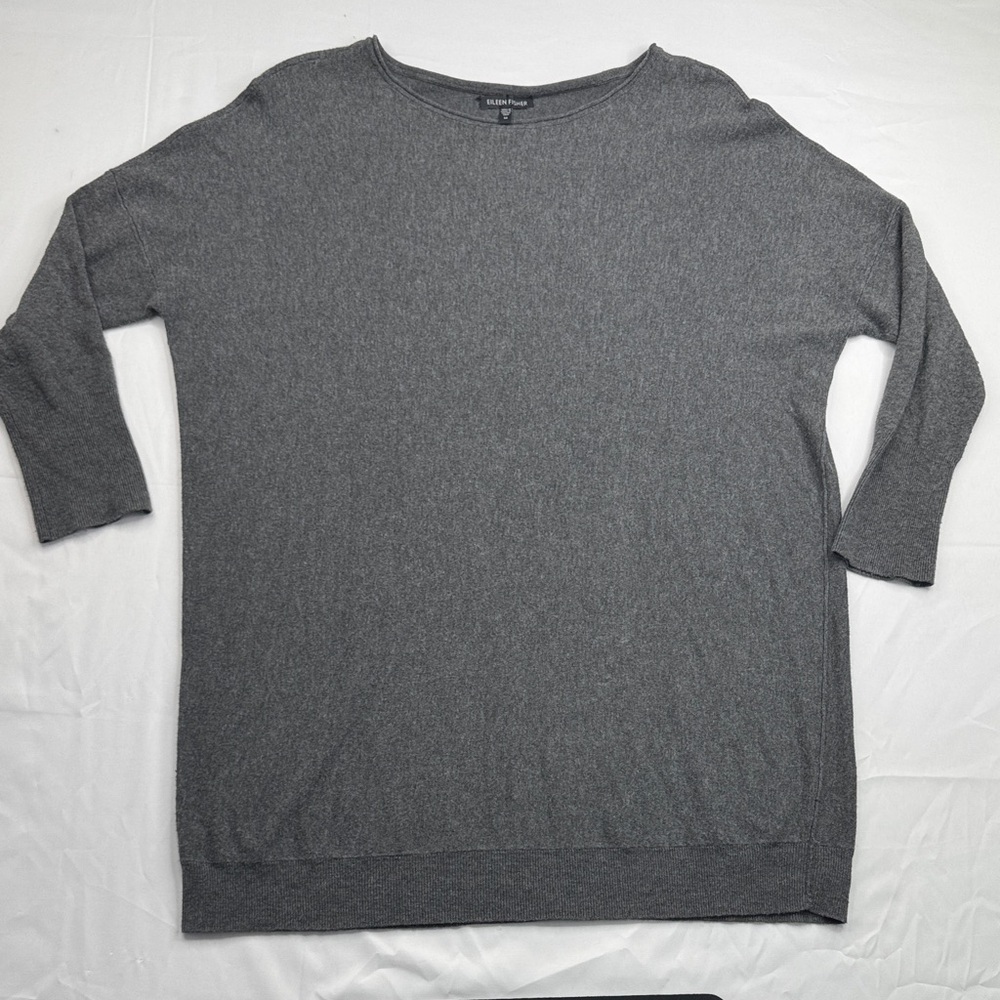 Eileen Fisher Charcoal Knit Sweater size medium M but slightly oversize roomy
